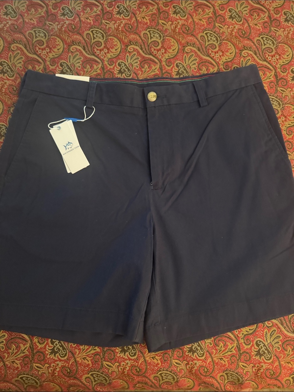 NWT/Southern Tide Navy Flat-Front Shorts/35" Waist, 7" Inseam